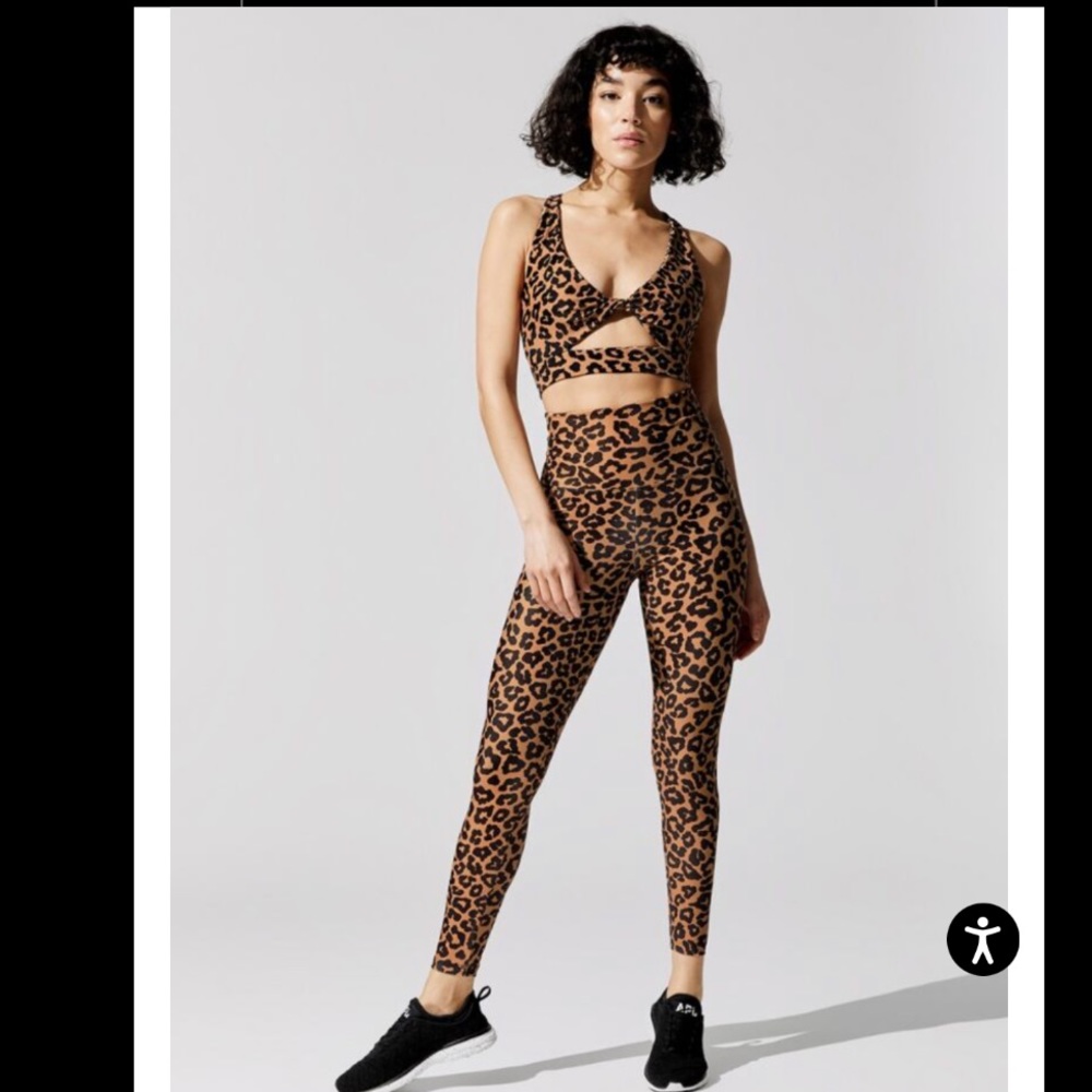 Beach Riot Leopard Twist Top Leggings Small